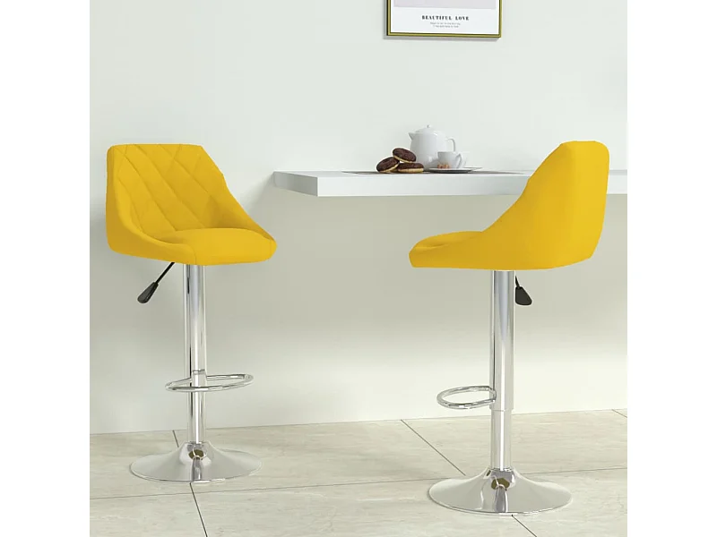 Tabourets de bar lot de 2 jaune moutarde velours