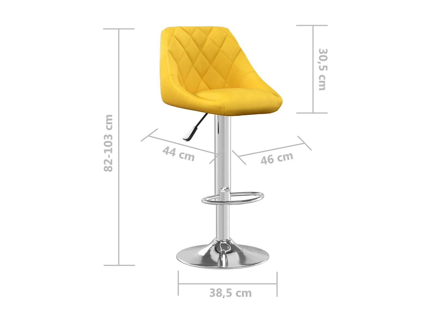 Tabourets de bar lot de 2 jaune moutarde velours
