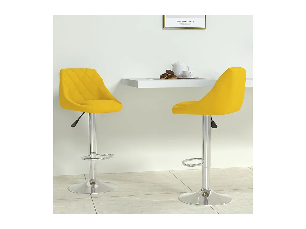 Tabourets de bar lot de 2 jaune moutarde velours