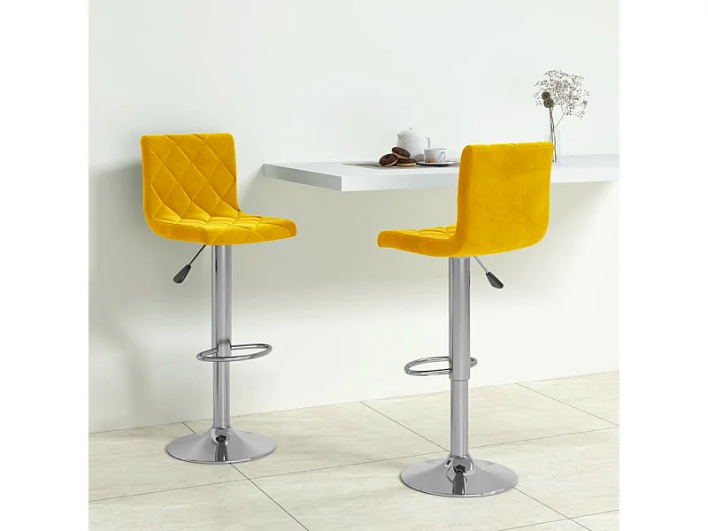 Tabourets de bar lot de 2 jaune moutarde velours