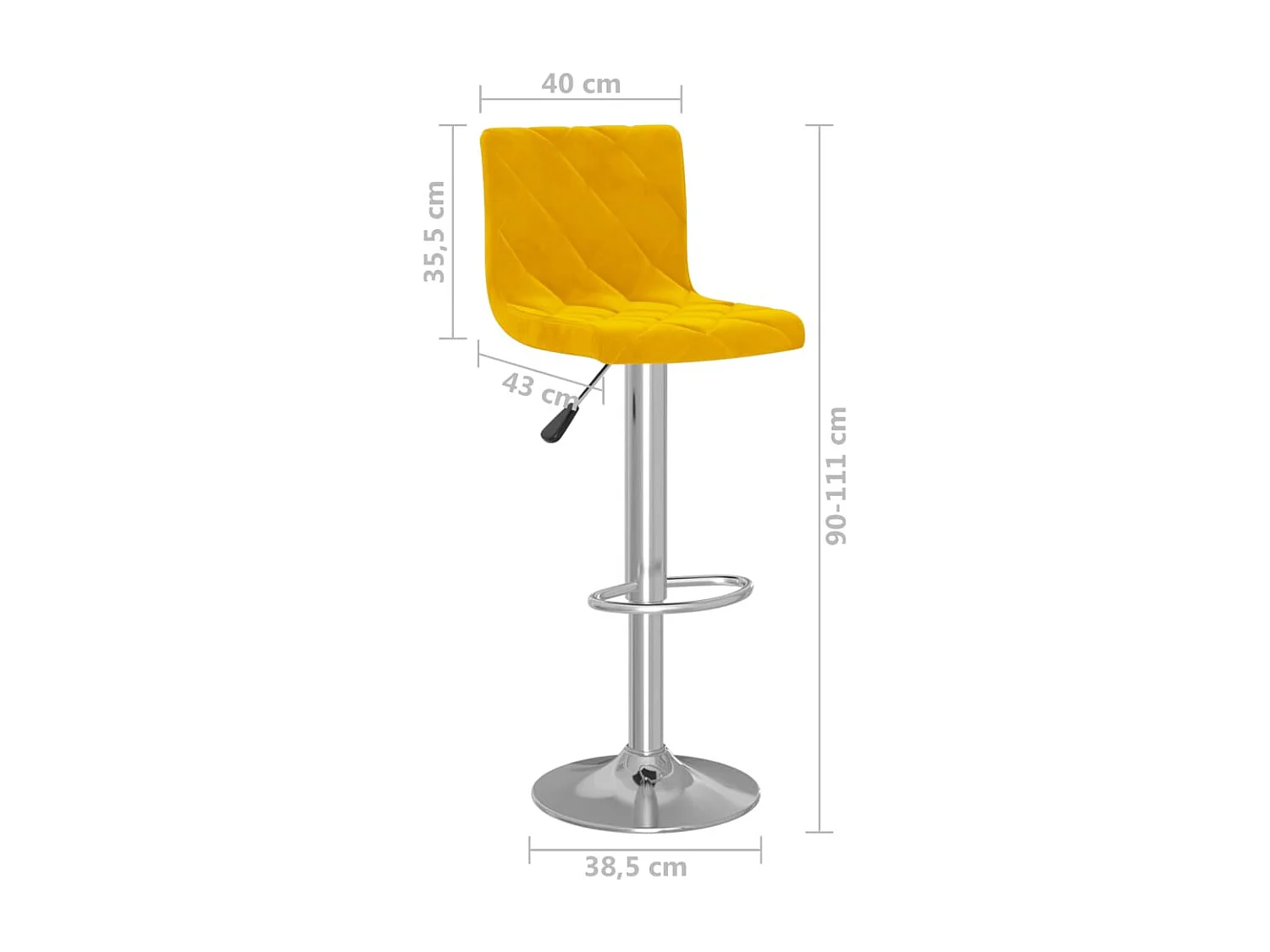 Tabourets de bar lot de 2 jaune moutarde velours