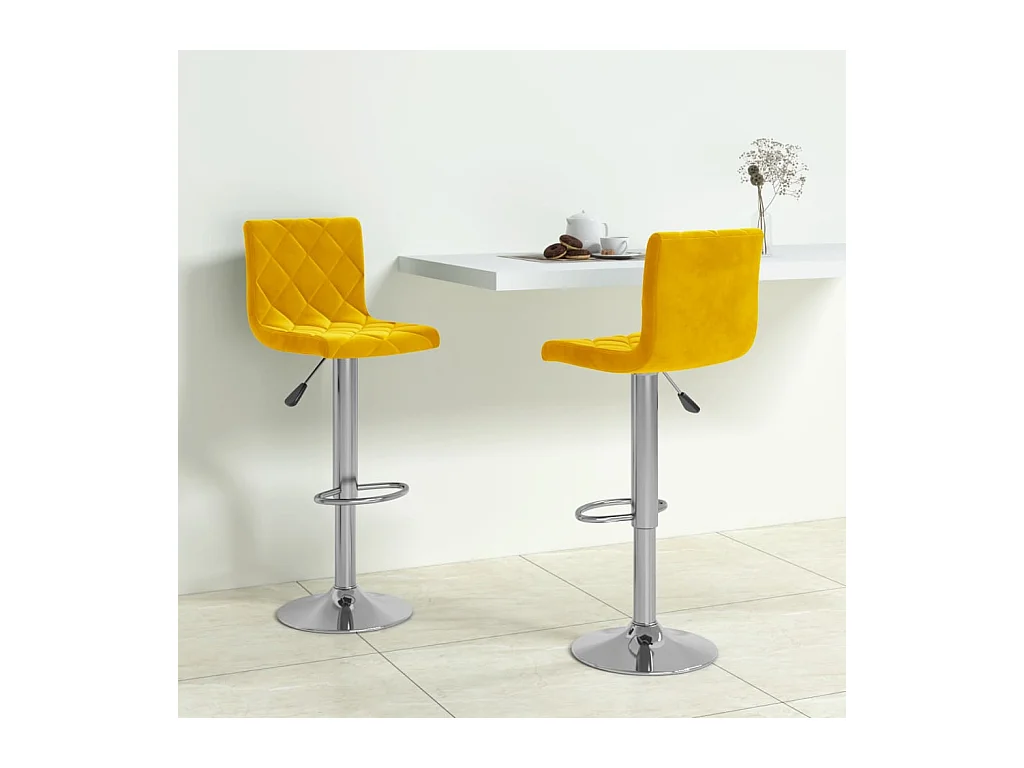Tabourets de bar lot de 2 jaune moutarde velours