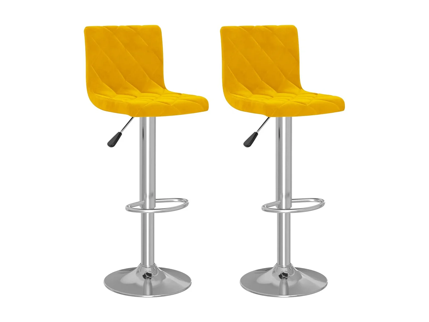 Tabourets de bar lot de 2 jaune moutarde velours