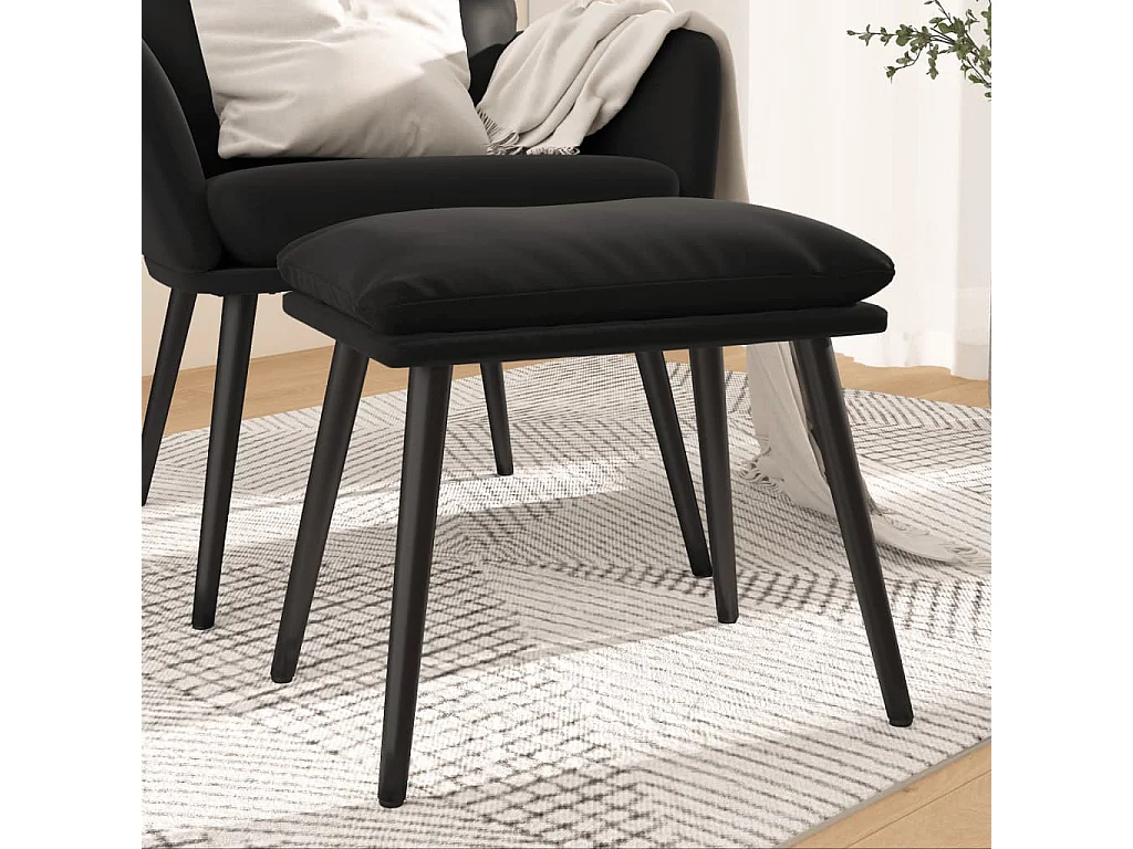 Repose-pied Noir 45x29,5x35 cm Velours