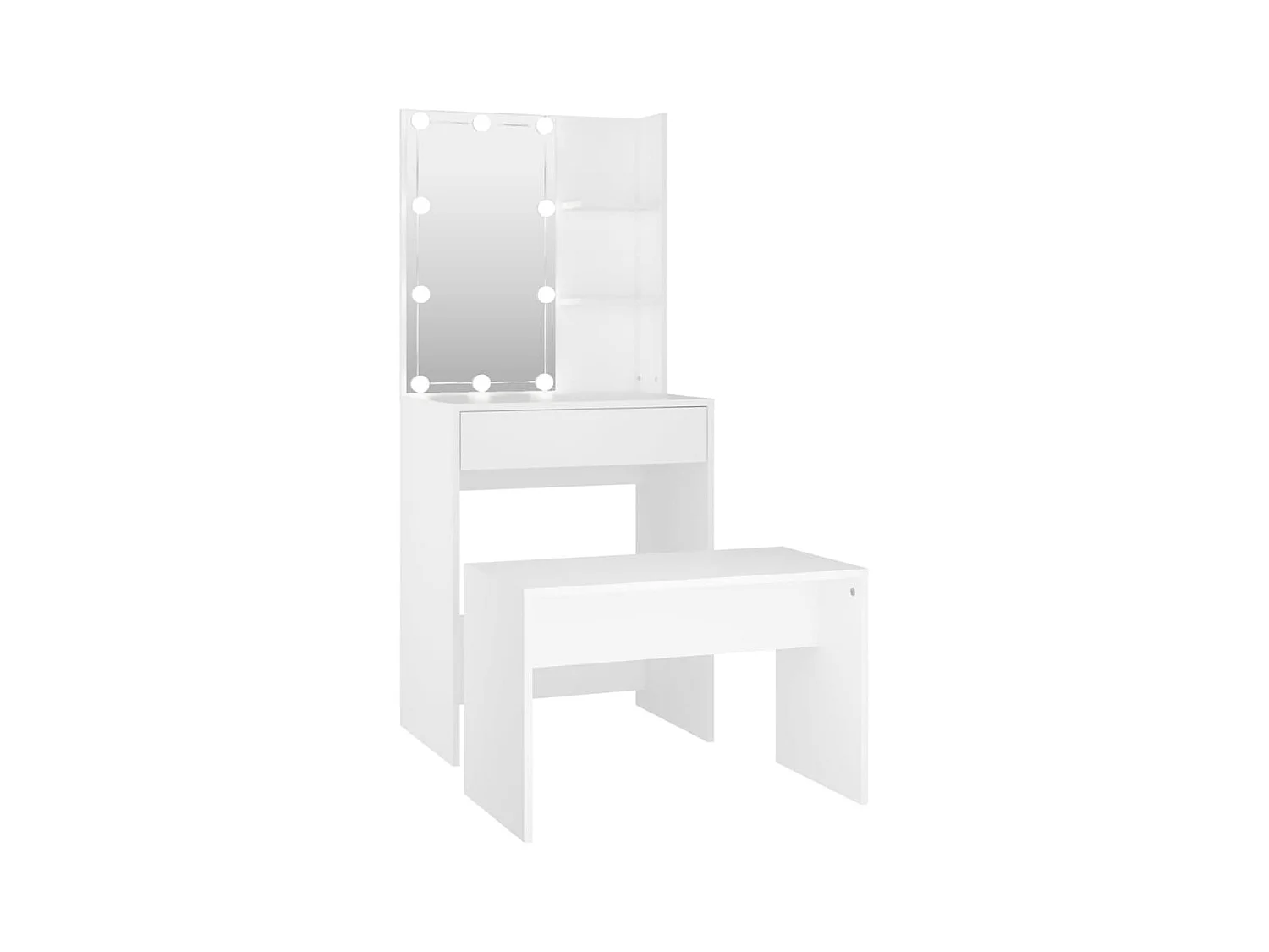 Set toeletta con sgabello led 60 x 40 x 140 cm legno composito bianco 02_0006250