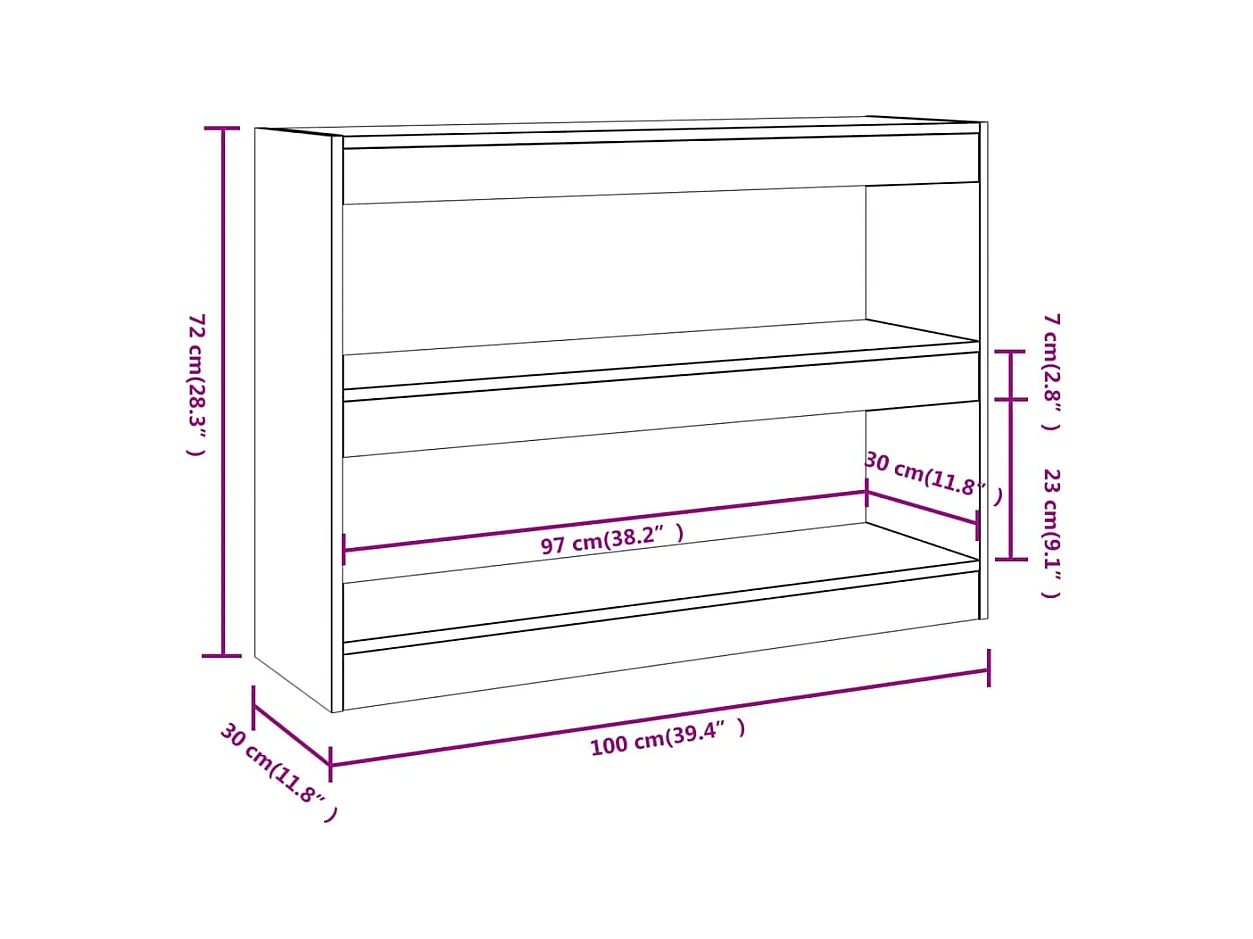 Libreria/Divisorio Rovere Fumo 100x30x72 cm
