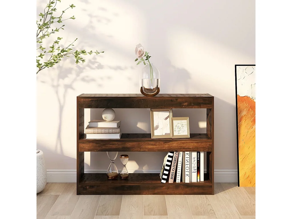 Bibliothèque/Séparateur de pièce chêne fumé 100x30x72 cm