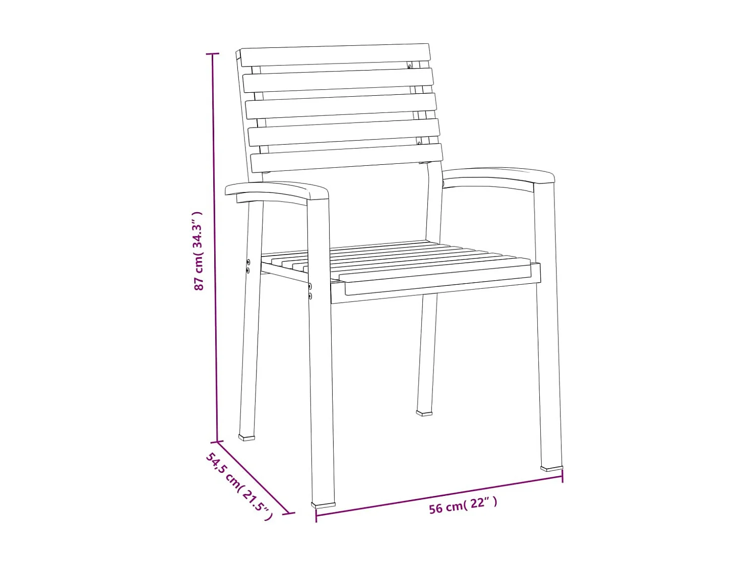 Tuinstoelen 4 st stapelbaar massief acaciahout en metaal