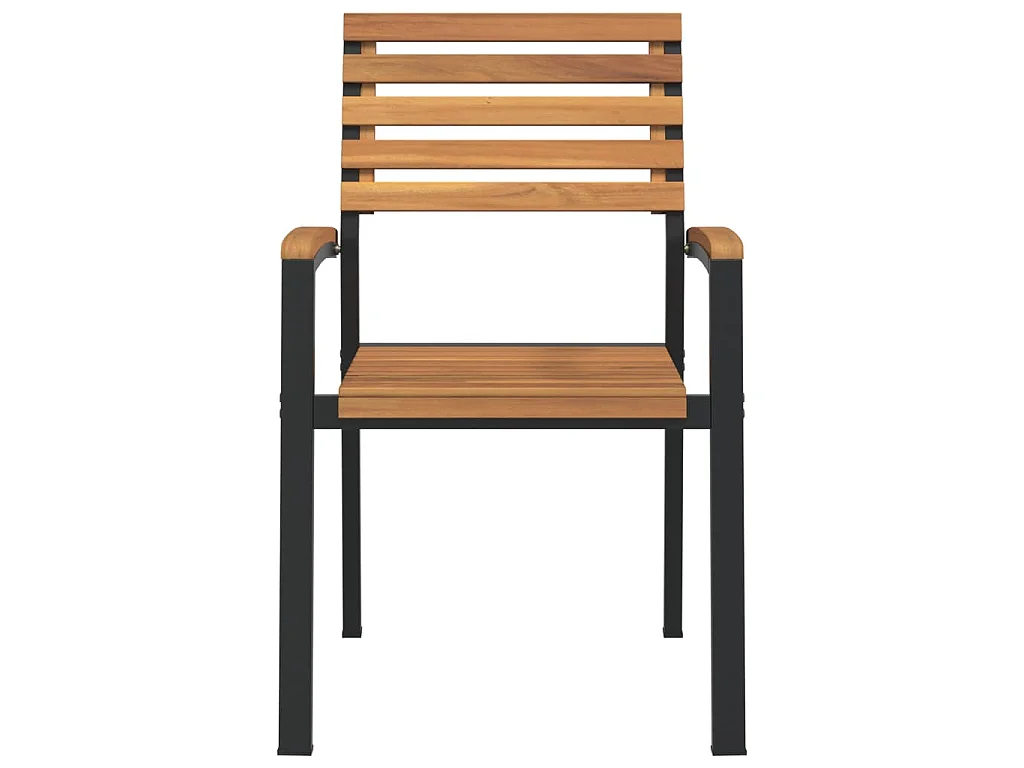 Tuinstoelen 4 st stapelbaar massief acaciahout en metaal