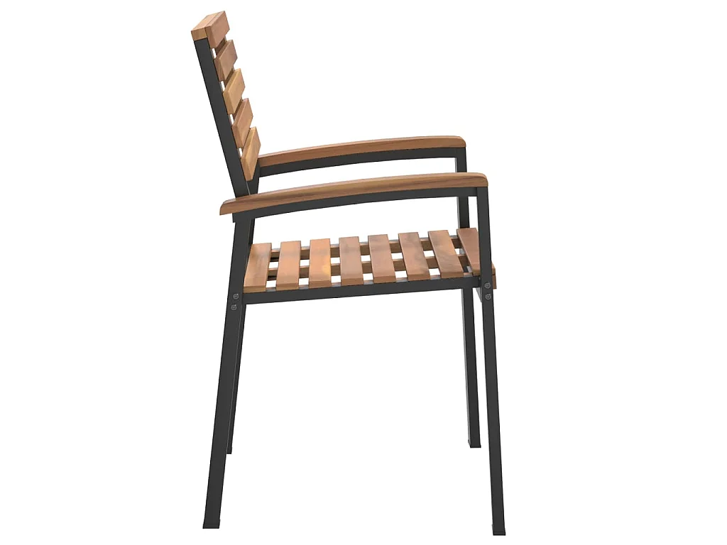 Tuinstoelen 4 st stapelbaar massief acaciahout en metaal