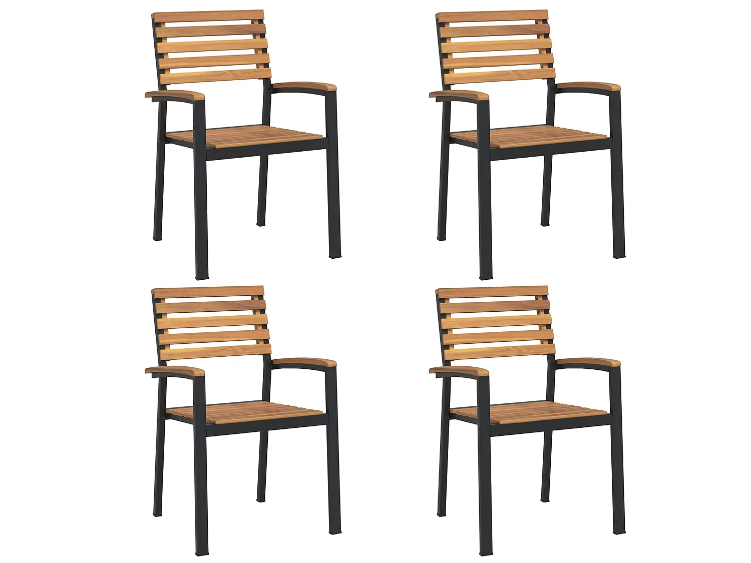 Chaises de jardin empilables lot de 4 bois d'acacia et métal