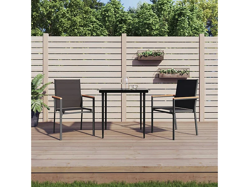 Gartenstühle 2 Stk. Schwarz 55x61,5x90 cm Textilene und Stahl