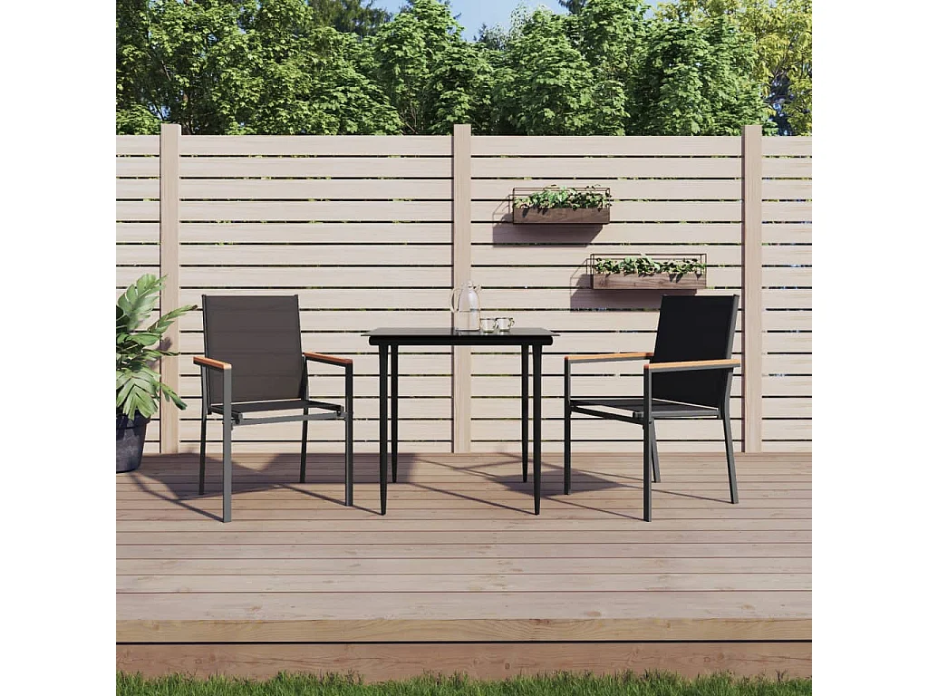 Chaises de jardin lot de 2 noir 55x61,5x90cm textilène et acier