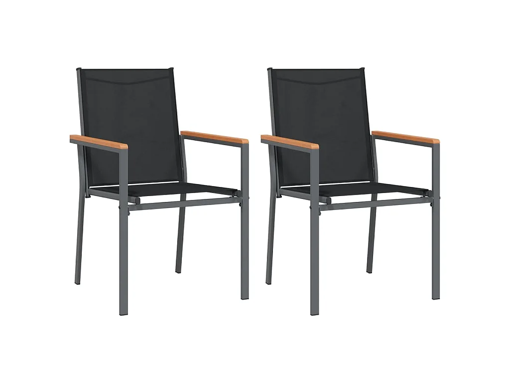 Sedie da Giardino 2 pz Nere 55x61,5x90 cm Textilene e Acciaio
