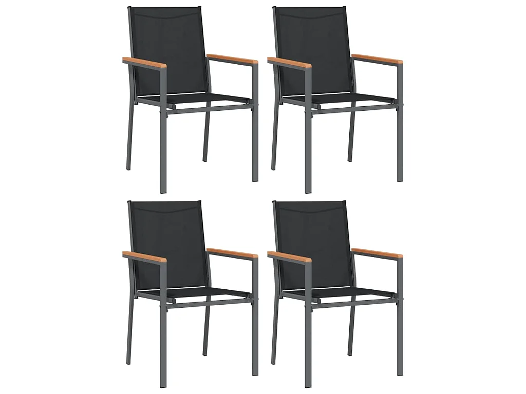 Sedie da Giardino 4 pz Nere 55x61,5x90 cm Textilene e Acciaio