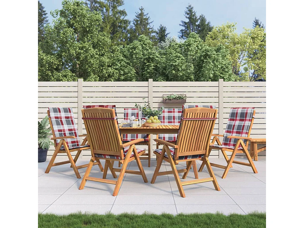 Chaises de jardin inclinables et coussins lot de 6 bois teck