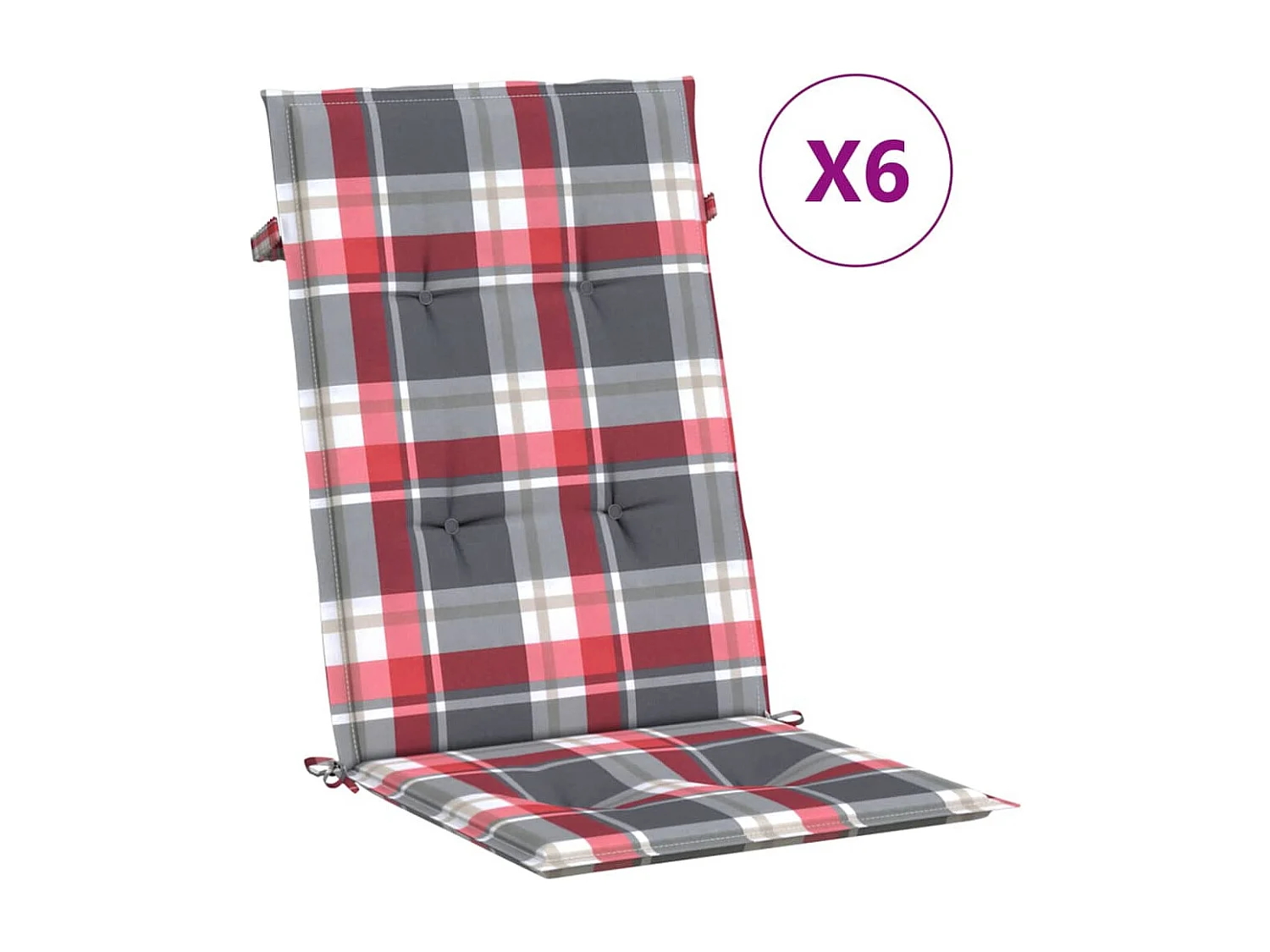 Chaises de jardin inclinables et coussins lot de 6 bois teck