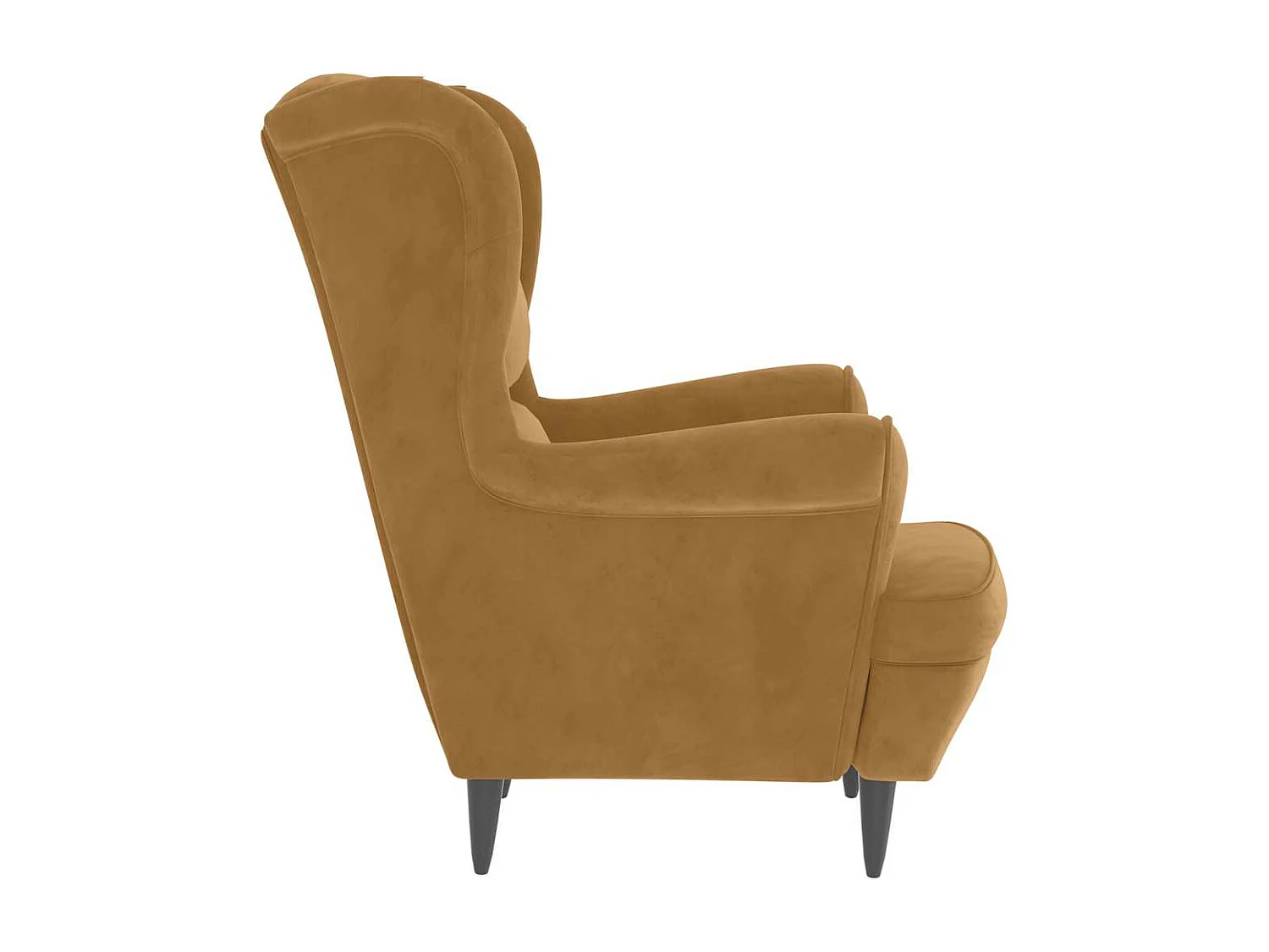 Fauteuil à oreilles avec tabouret marron velours