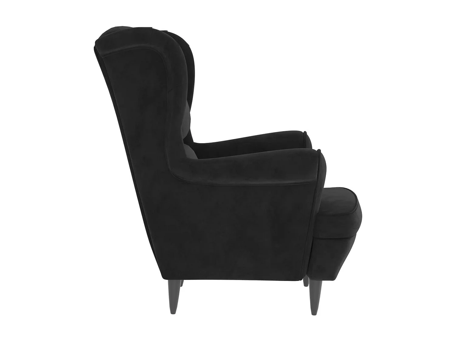 Ohrensessel mit Hocker Schwarz Samt