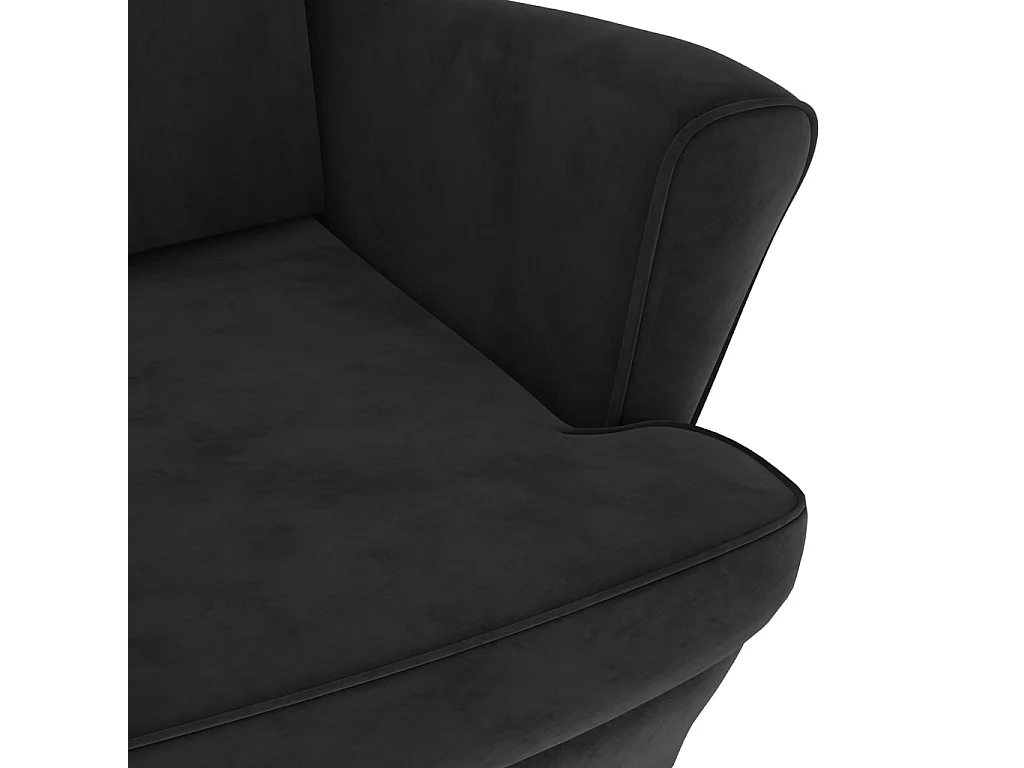 Ohrensessel mit Hocker Schwarz Samt