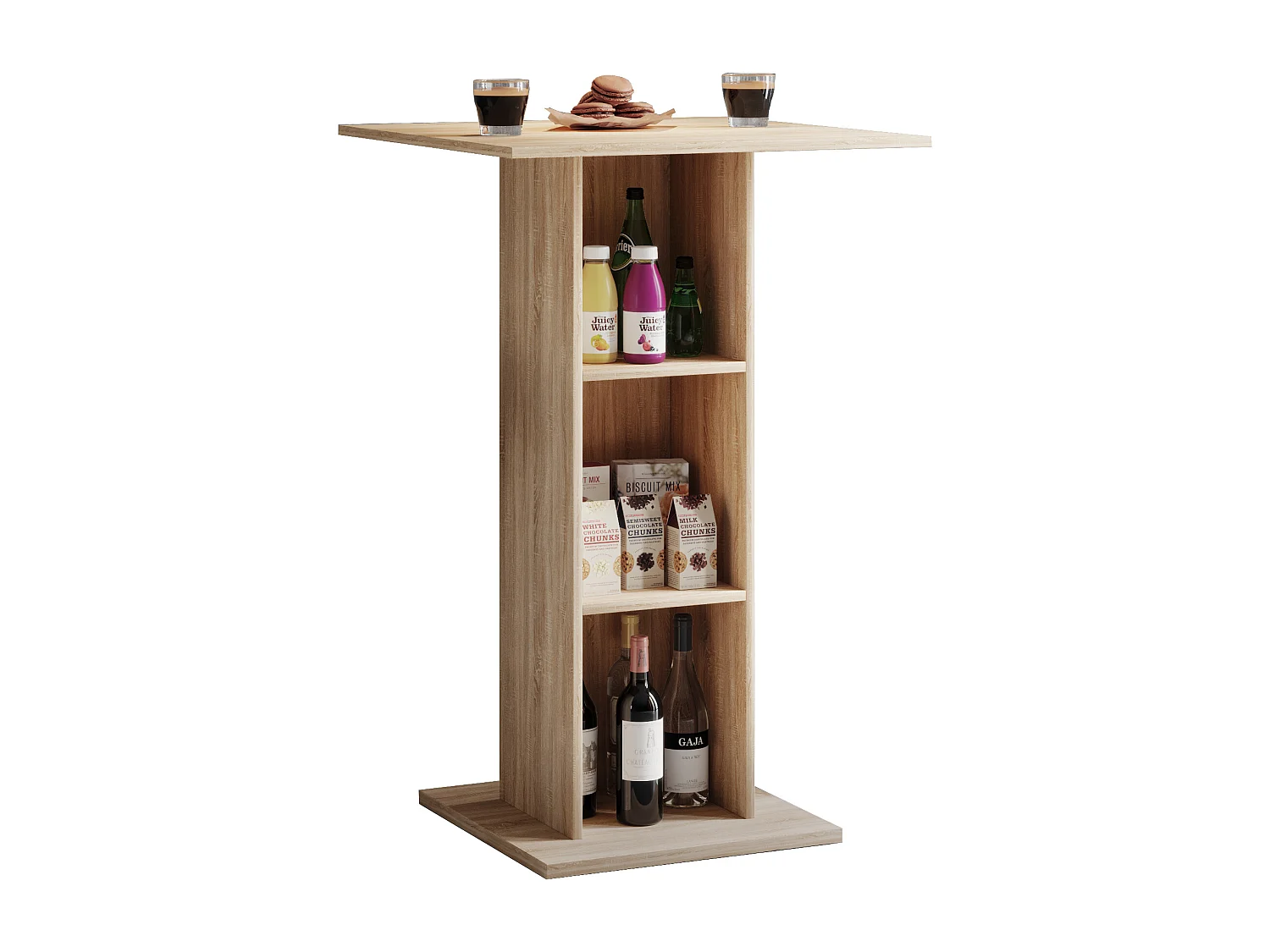 Standos Table de bar avec 3 étagères, imitation chêne Sonoma.