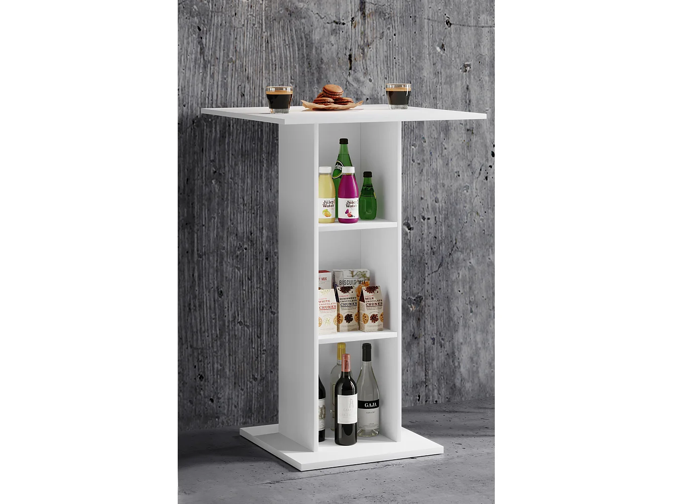 VCM Wood Bar Table | Tabela em pé | Dimensões aprox. A. 108 x 70 x 70 cm | mesa alta - Standos (Branco)