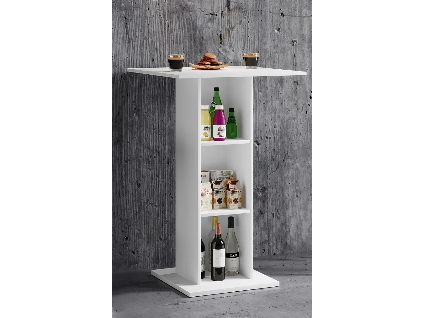 VCM Wood Bar Table | Tabela em pé | Dimensões aprox. A. 108 x 70 x 70 cm | mesa alta - Standos (Branco)