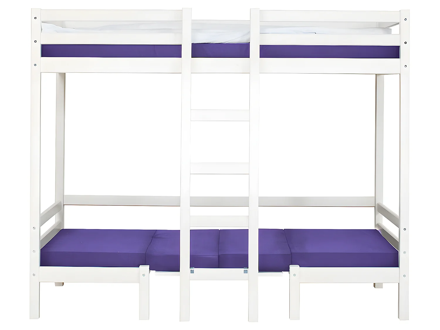 Basic Lit superposé Jumbo avec canapé violet, bureau et sommiers à lattes inclus.