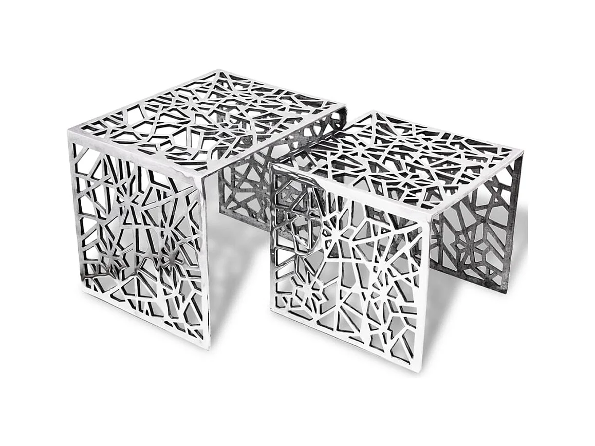 Table auxiliaire carrée 2 pièces Aluminium Argenté