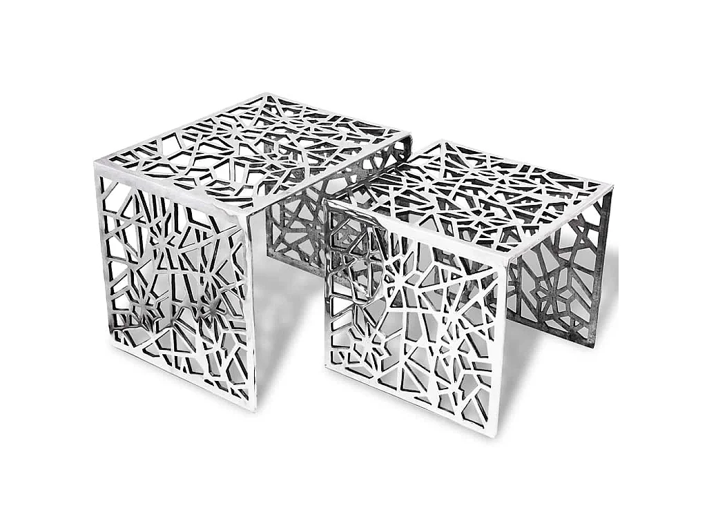 Table auxiliaire carrée 2 pièces Aluminium Argenté