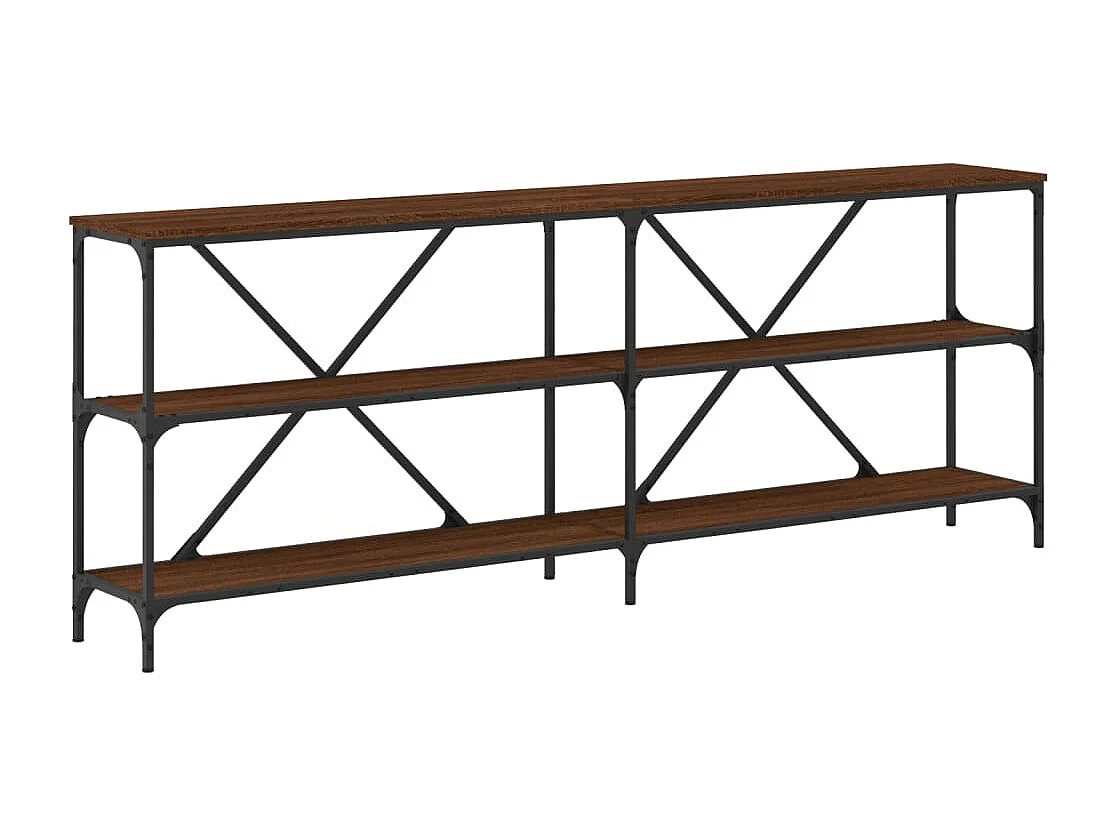 Wandtafel 200x30x75 cm bewerkt hout en ijzer bruin eikenkleur