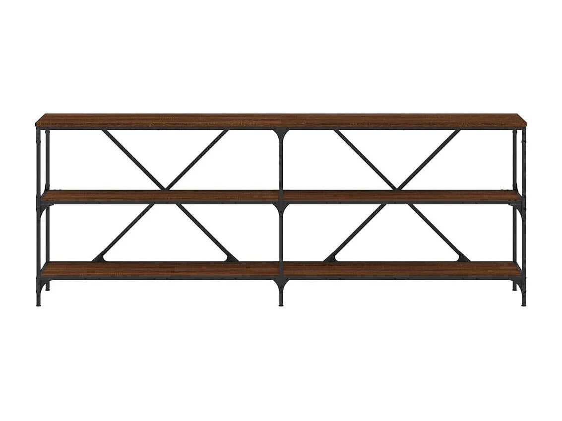 Wandtafel 200x30x75 cm bewerkt hout en ijzer bruin eikenkleur