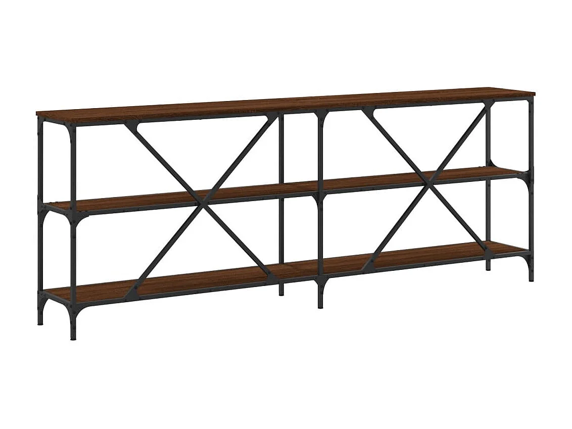 Wandtafel 200x30x75 cm bewerkt hout en ijzer bruin eikenkleur