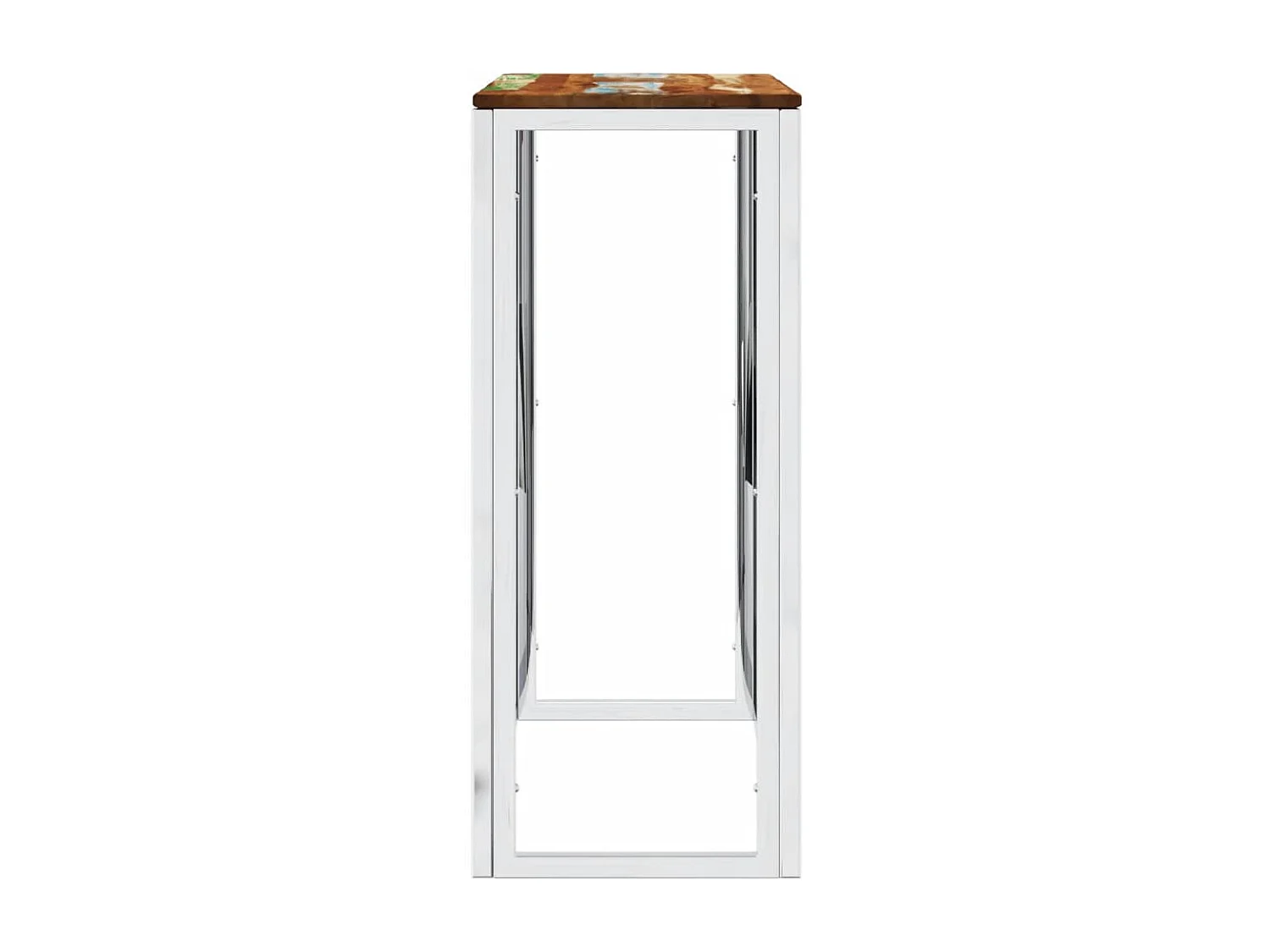 Wandtafel roestvrij staal en massief gerecycled hout zilver