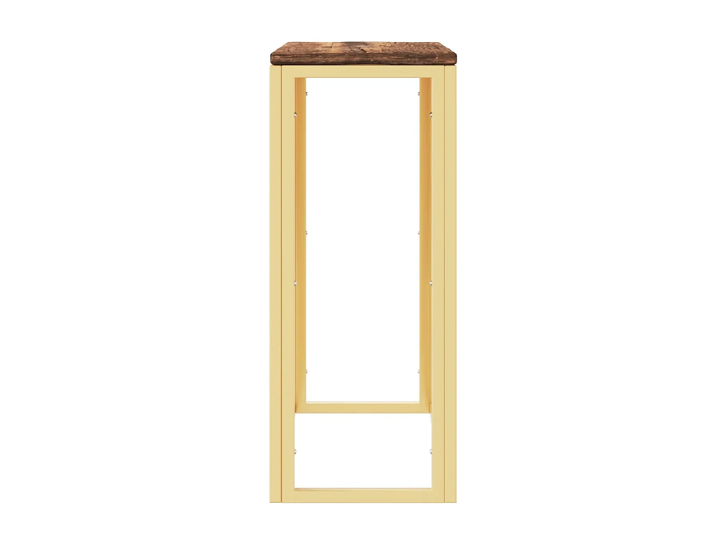 Table console doré acier inoxydable et bois massif récupération