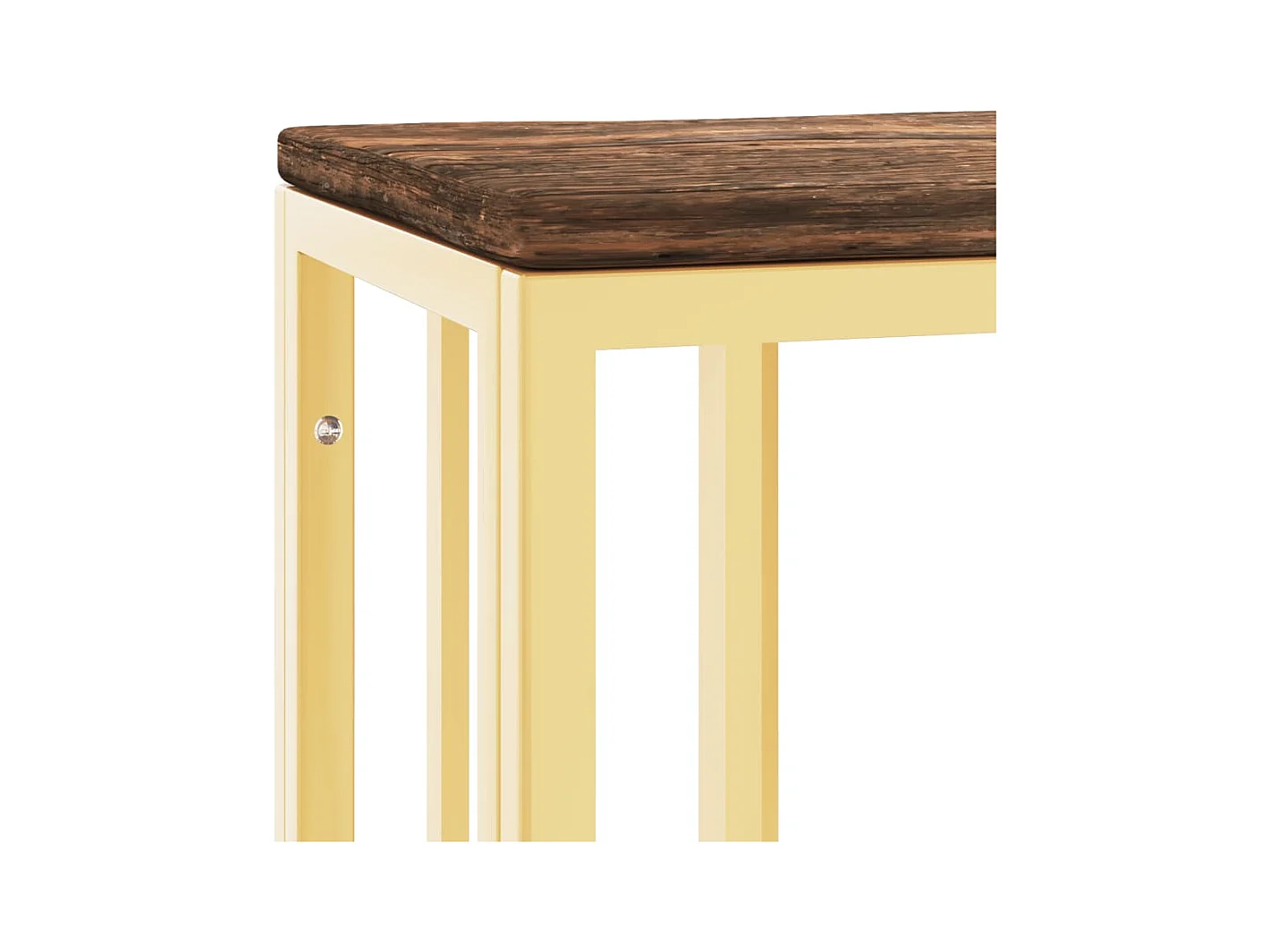 Table console doré acier inoxydable et bois massif récupération