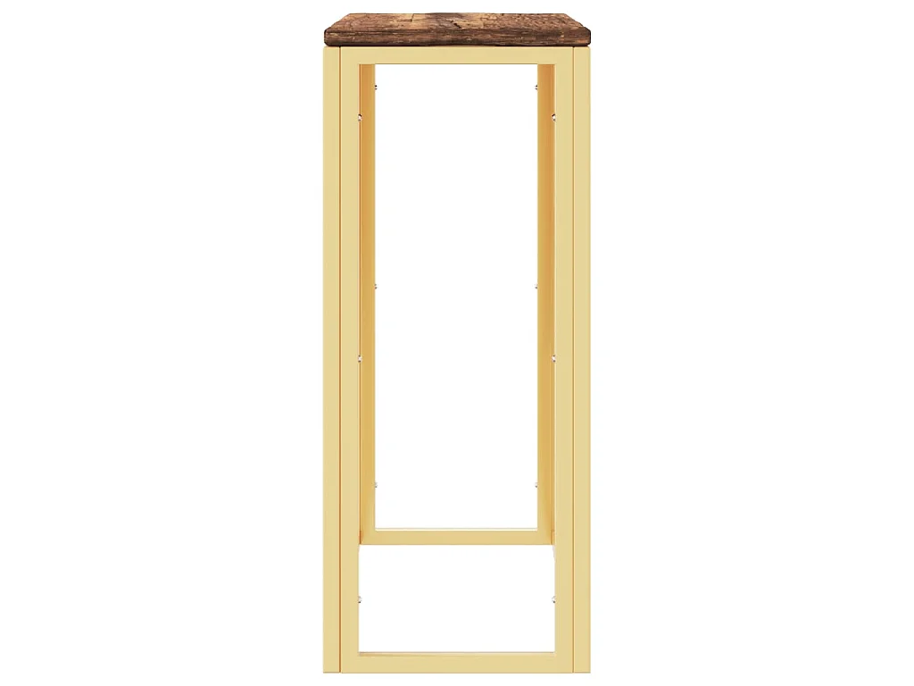 Table console doré acier inoxydable et bois massif récupération