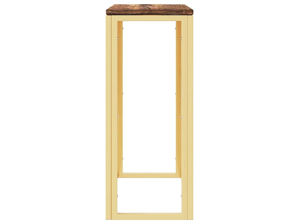 Table console doré acier inoxydable et bois massif récupération
