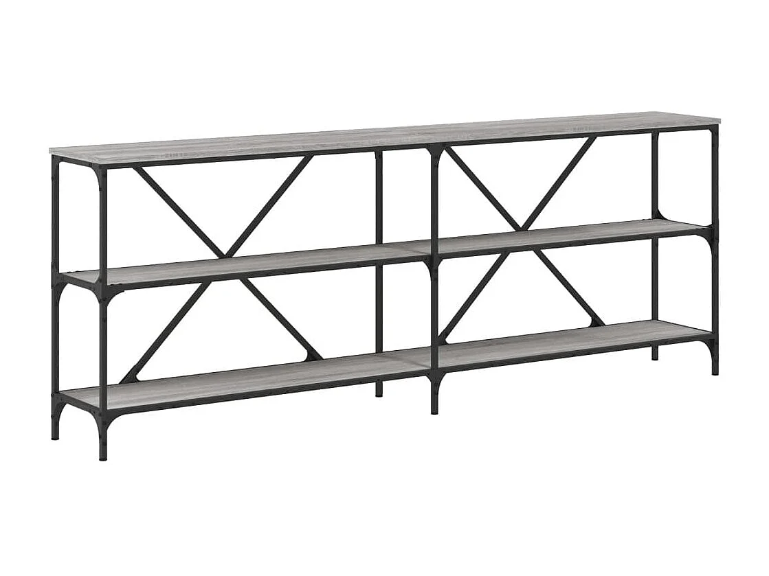 Table console sonoma gris 200x30x75 cm bois d'ingénierie et fer