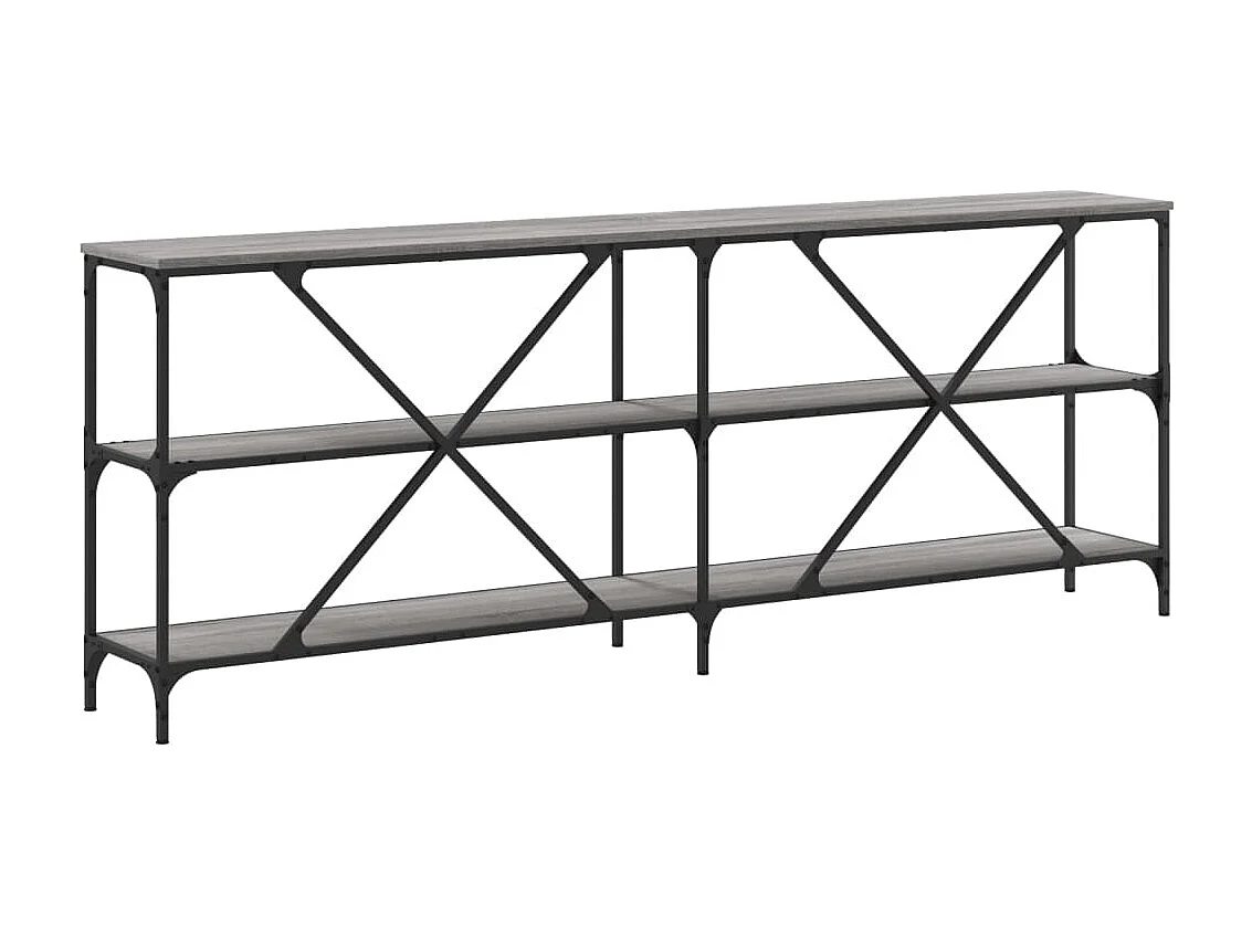 Table console sonoma gris 200x30x75 cm bois d'ingénierie et fer