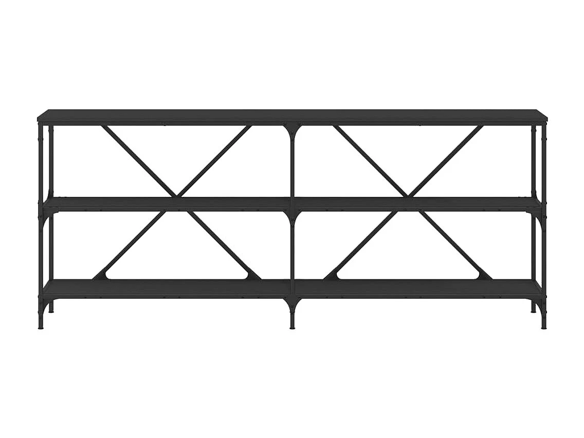 Table console noir 180x30x75 cm bois d'ingénierie et fer