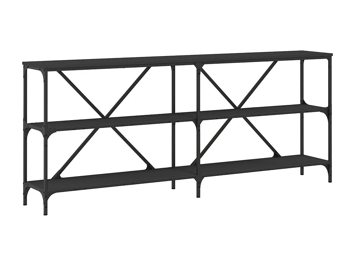 Wandtafel 180x30x75 cm bewerkt hout en ijzer zwart