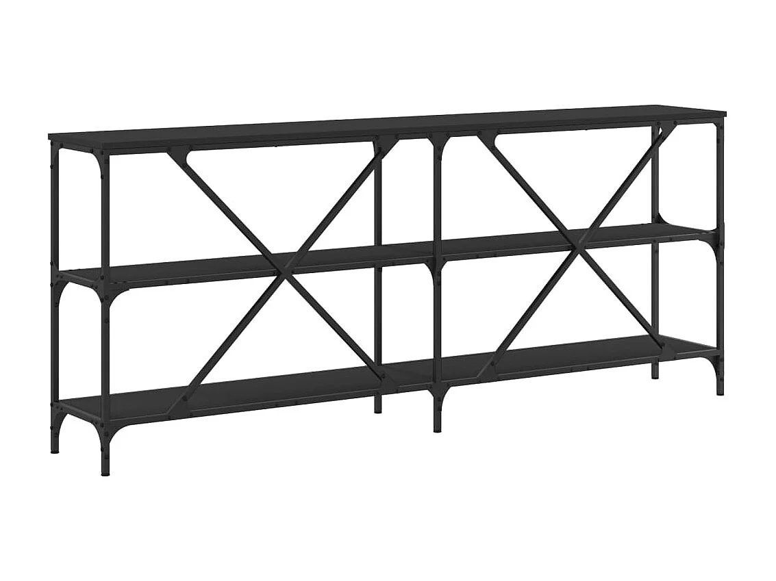 Wandtafel 180x30x75 cm bewerkt hout en ijzer zwart