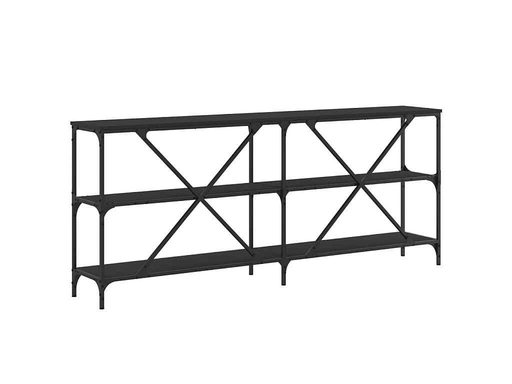 Table console noir 180x30x75 cm bois d'ingénierie et fer