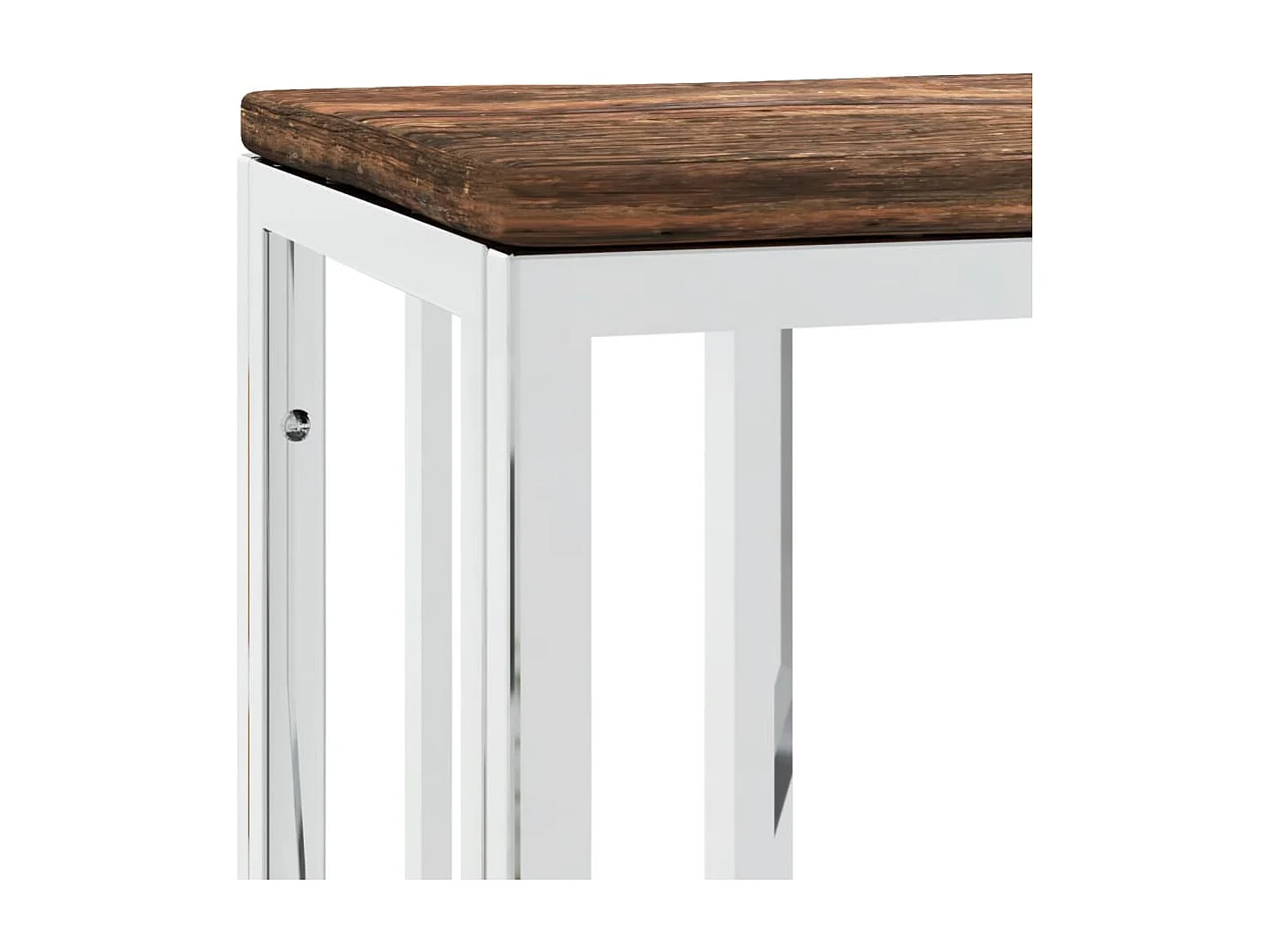 Table console argenté acier inoxydable/bois massif récupération