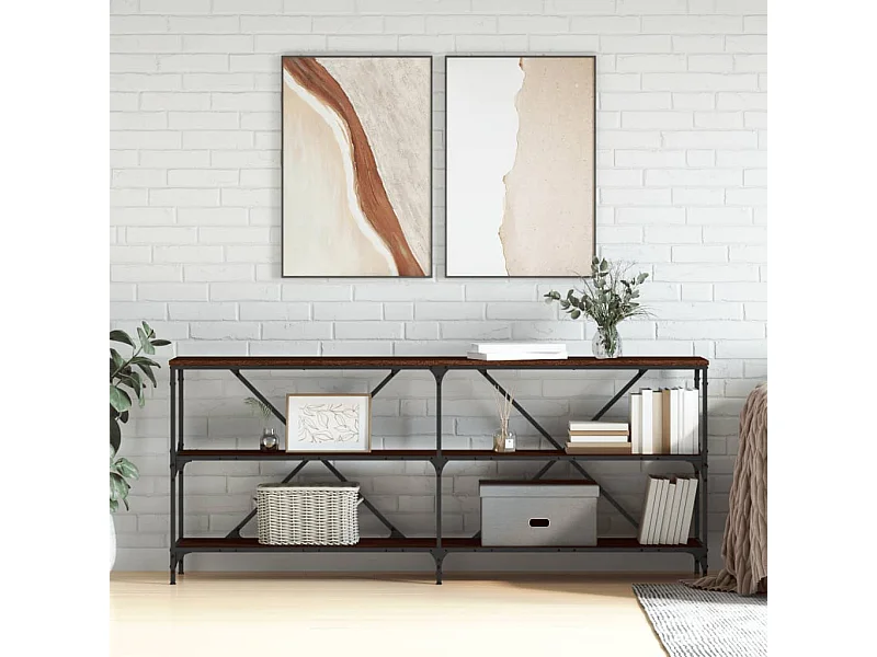 Konsolentisch Braun Eiche 180x30x75 cm Holzwerkstoff und Eisen