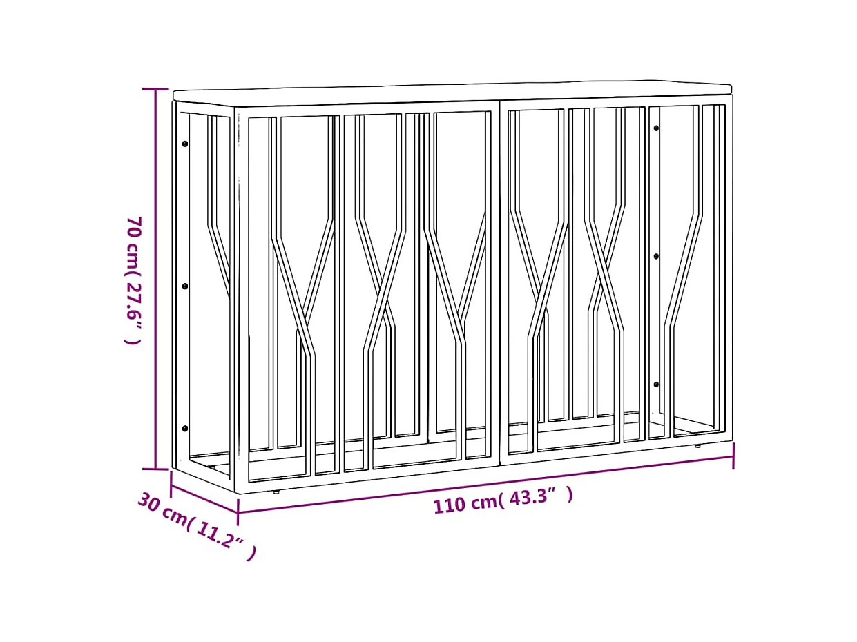 Table console doré acier inoxydable et bois massif récupération