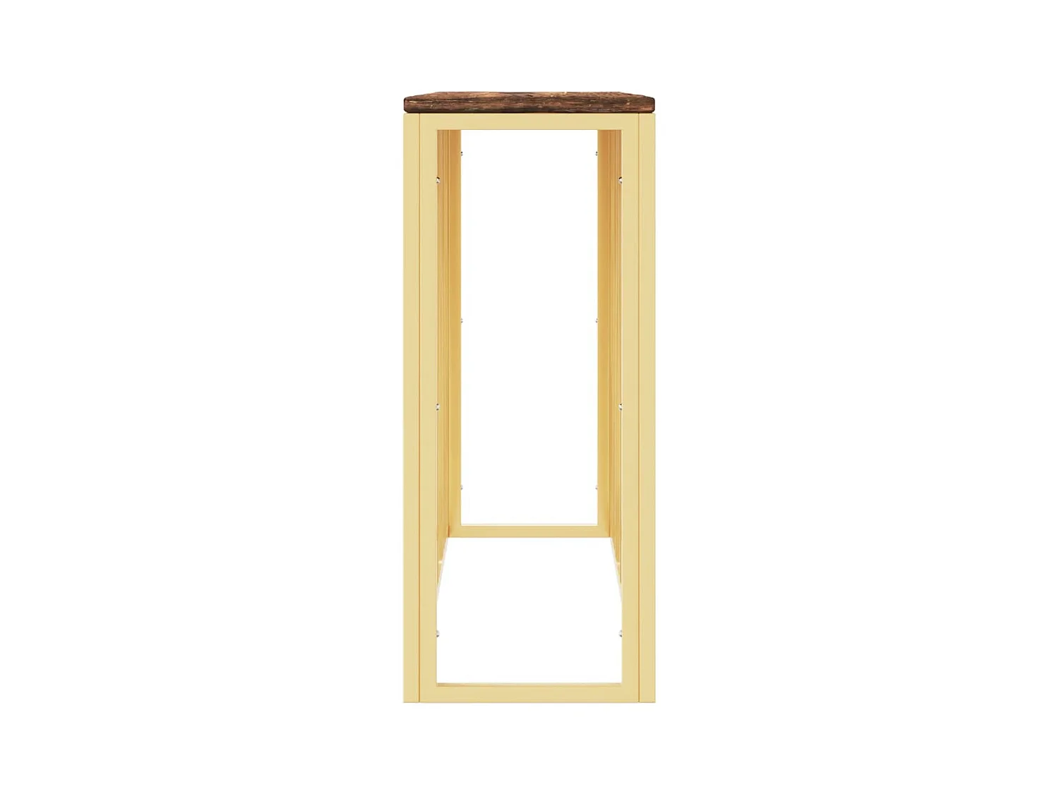 Table console doré acier inoxydable et bois massif récupération