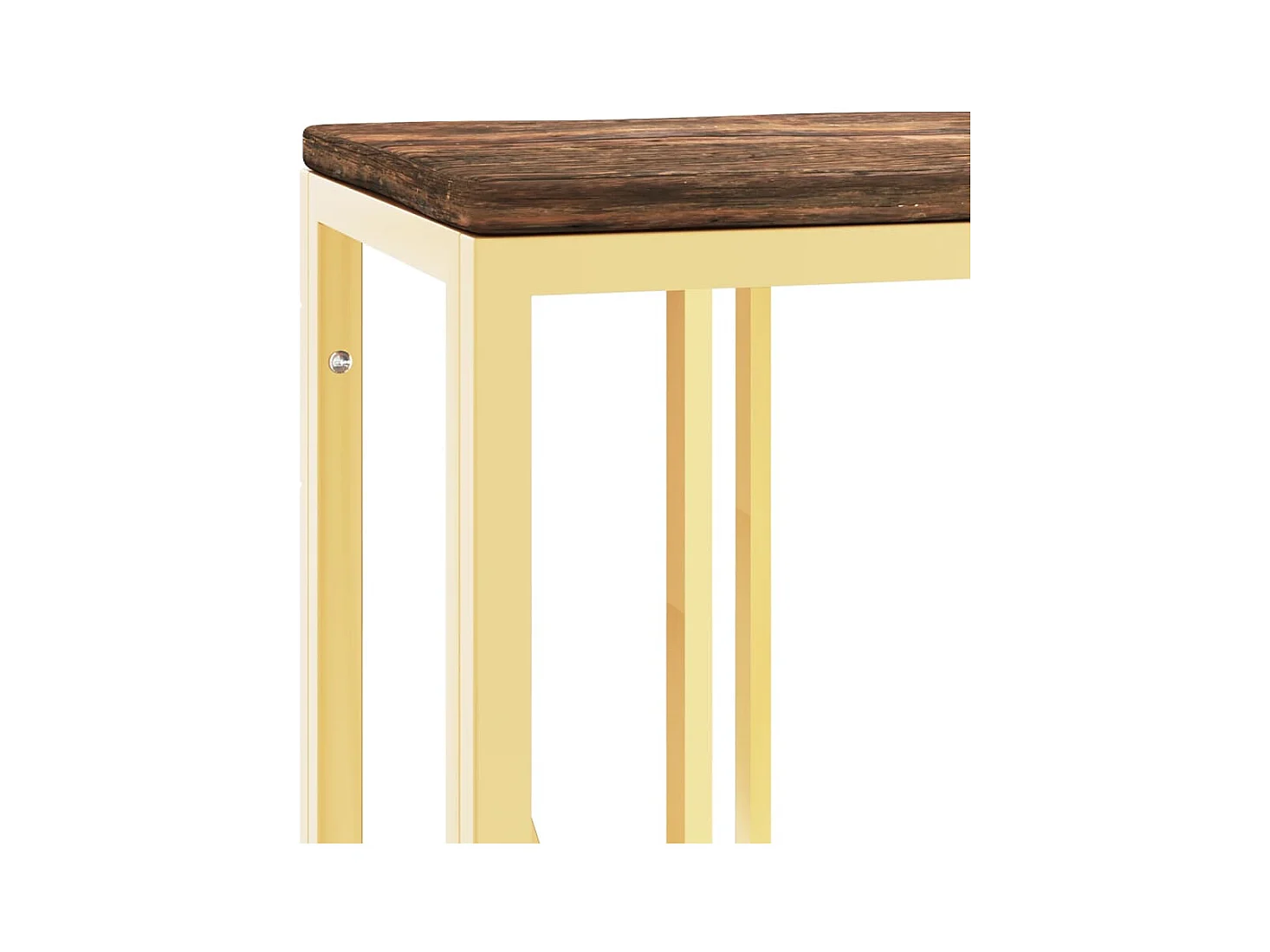 Table console doré acier inoxydable et bois massif récupération