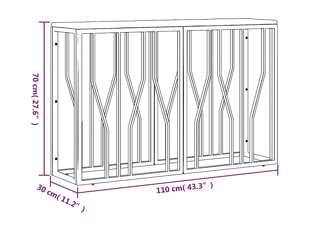 Tavolino Salotto Oro in Acciaio e Legno Massello di Recupero